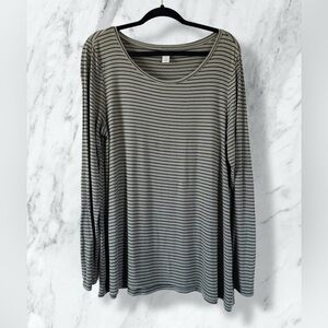 Old Navy Olive & Black Striped Long Sleeve Top – Soft Stretchy Knit